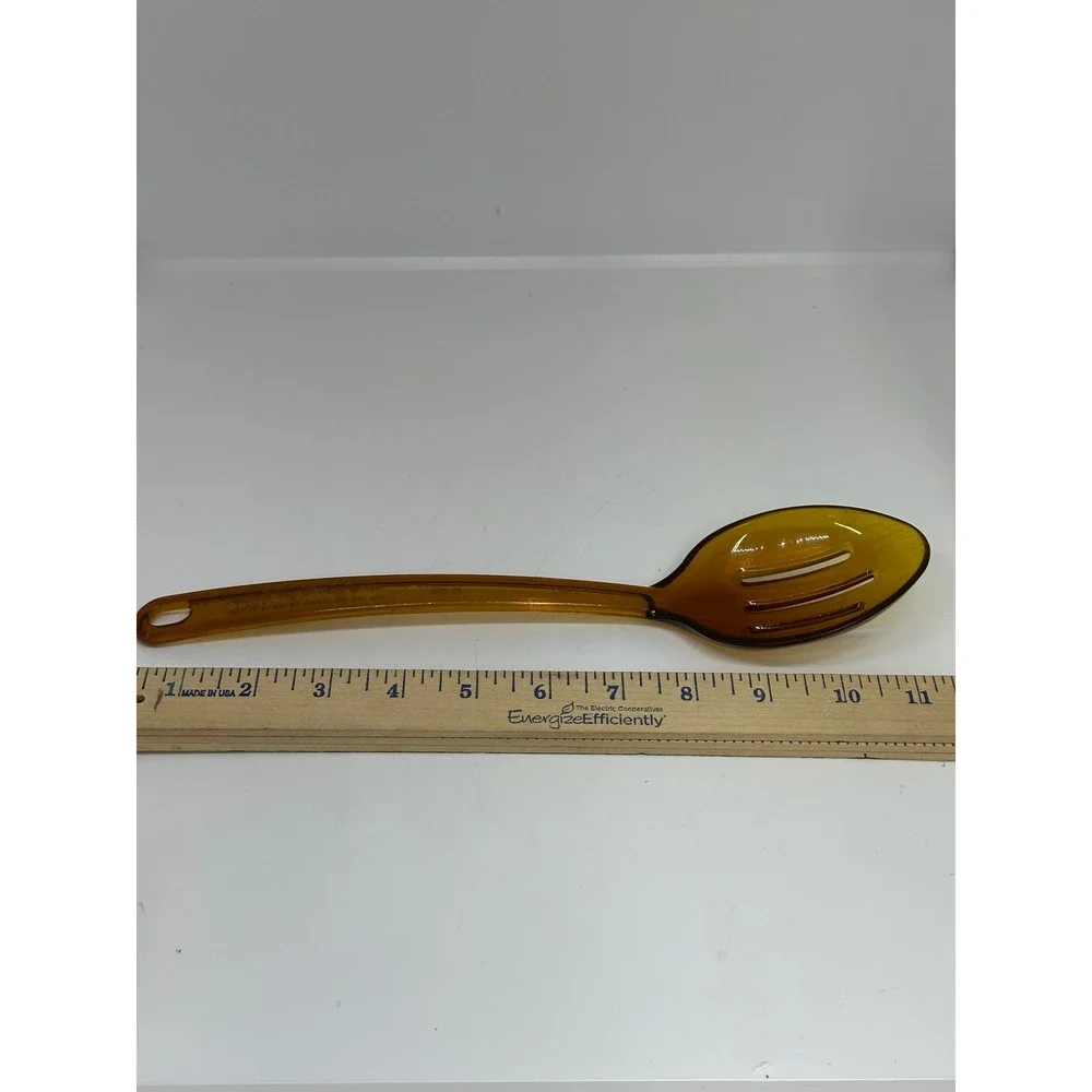 VTG Robinson Knife Co Ultratemp Slotted Spoon Amber Brown Nylon Kitchen Utensil